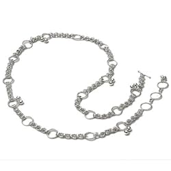 Jewelery India Handmade Waist Belly Chain Sterling Silver 34.75 Inches