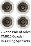 Multiroom:Niles Ceiling Speaker Multiroom Speaker Solution (2-Zone, Set of 4 Speakers Total) Niles CM-610