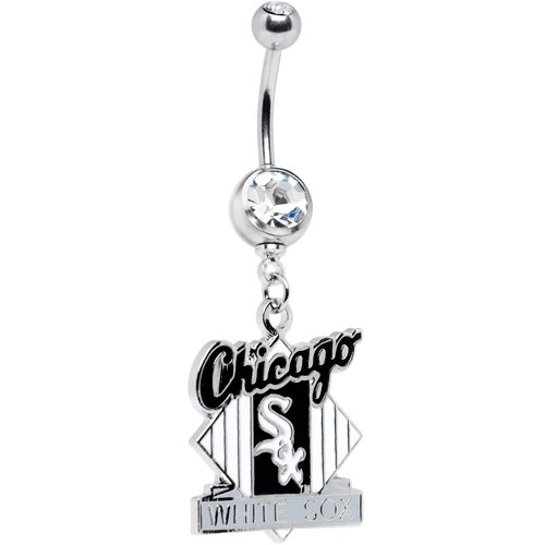 Major League Baseball Double Gem Belly Ring - Chicago White Sox