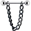 Handcrafted Black Silver Chain Drop Nipple Ring