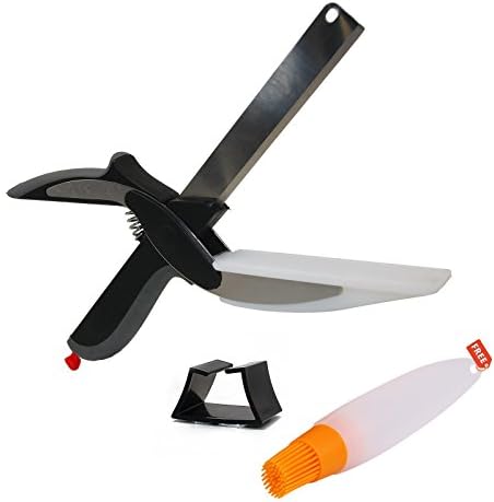 WARES360-Deluxe Clever 2-In-1 Vegetable Cutter Food Chopper Scissor With Board-Idea For Gift And Kitchen