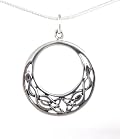925 Sterling Silver Celtic Openwork Circle Pendant Necklace on 16 Inch Chain