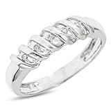 1/20 Carat T.W. Round Cut Diamond Men's Wedding Ring 14K White Gold Wedding Ring - Free Gift Box -