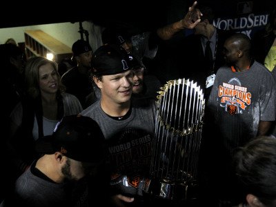 Texas Rangers v. San Francisco Giants, Game 5: Matt Cain of the San Francisco Giants Photographic Poster Print by Ronald Martinez, 12x16