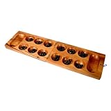 Wooden Mancala/Kahala Strategy Game