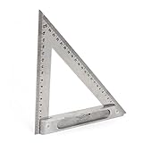 uxcell トライアングルルーラー正方形　アルミ合金　シルバートーン　ブラック　19.5 X1.3×19.5cm