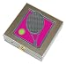 The Pink Tennis Racket emblem is hand cast pewter. Each color is individually hand painted with durable enamel. This designer large vitamin case is well constructed of brushed steel and measures 2" x 2" x 5/8" with an inside divider to organize your supplements. Comes packaged in a custom Ahlers Designs box. Keep your vitamins and medication close at hand with this stylish pill box.