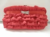 169 red Satin Evening Prom Wedding Handbag bag purse clutch