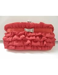 169 Red Satin Evening Prom Wedding Handbag Bag Purse Clutch by Melissa Design