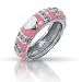 Bling Jewelry Pink Enamel CZ Stackable Silver Heart Ring