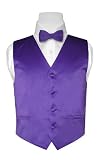 Covona BOY'S Solid PURPLE INDIGO Color Dress Vest BOWTIE Set