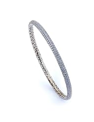 Sterling Silver Cubic Zirconium Silver with Light Purple Bangle