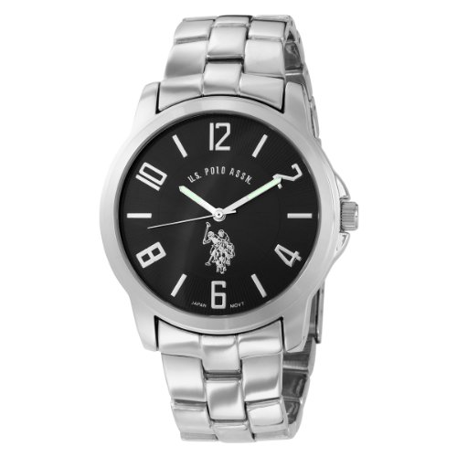 U.S. Polo Assn. Men's USC80041 Analogue Black Dial Metal Link Watch