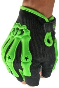 Pro Bone Skeleton Perforated Fingerless Motorcycle Motorbike Half Gloves XL