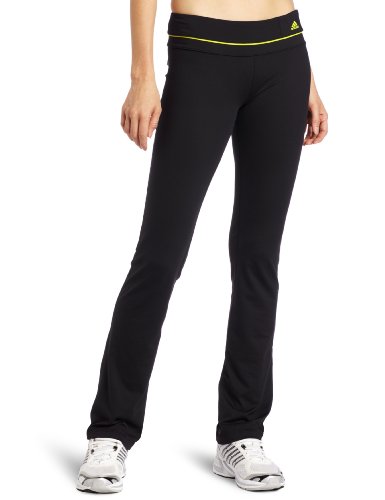 adidas Women's adiFIT Slim Pant, Black/Lab Lime, Large On Sale