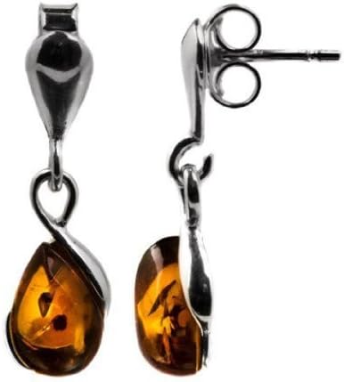 Sterling Silver Amber Drops Look Earrings