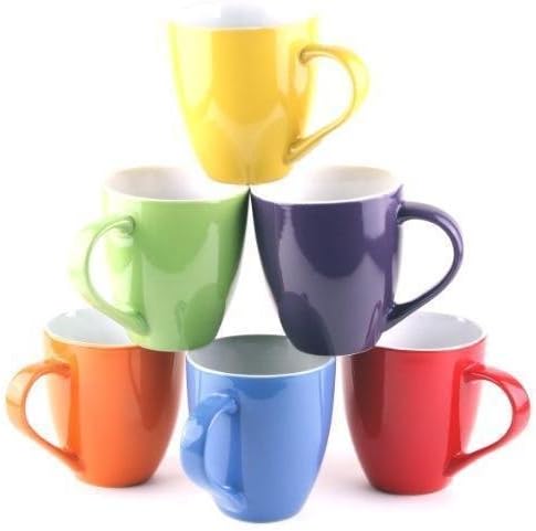 US Shopee 16 Oz Ceramic coffee Mug set of 6 | Coffee cup| Multi colour coffee mug | Git Mug - Solid colourful