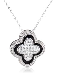 Sterling Silver Enamel Roped Edge Flower Pendant Necklace, 17.75"