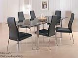 Rectangular Dining Table with Glass Top Silver Finish