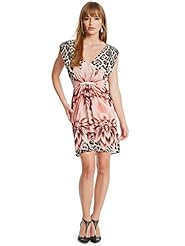 V-neck Sleeveless Faux-Leather/Polyester Shirred Leopard Print Floral Print  Dress