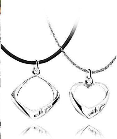 LoyalLove Necklace Square Heart With You Valentine's Day for Lover Couple
