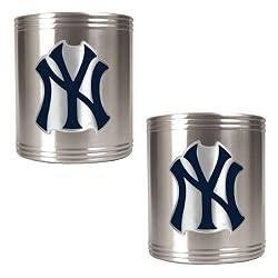New York Yankees MLB 2pc Stainless Steel Can Holder Set- Primary Logo