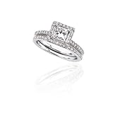 14k White Gold Princess-Cut Diamond Engagement Ring w/ Matching Band (3/4 ct center, 1 1/3 cttw, G-H Color, I1 Clarity)