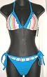 END OF SUMMER SALE Juniors Ruffle Bikini Swimsuit with Triangle Top - Teal/Stripe