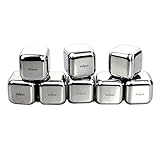 Whiskey Stones Rocks,Reusable Stainless Steel Ice Tubes Ice Rocks (Cubes 8 Pack)