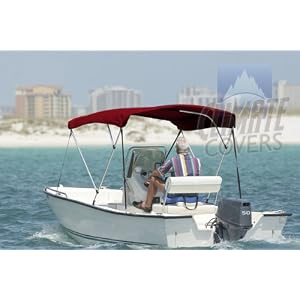 3 BOW BURGUNDY BIMINI BOAT COVER TOP WITH ZIPPERED BOOT FITS 85-90 WIDTH BEAM BOAT COVERS by Climate Covers