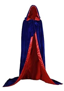 ANGELWARDROBE Halloween Hooded Cloak Medieval Wedding Cape SCA Blue-Red 3XL