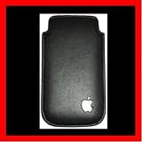 Quality black leather case pouch for Apple iPhone