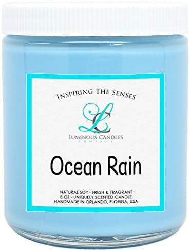 Soy Candle - Ocean Rain - 8 oz Scented Jar Candle By Luminous Candles Company