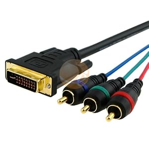 2 X DVI-I to 3 RCA Component RGB Cable, 10 FT / 3 M, Black