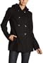 Larry Levine Women's Hooded Pea Coat,Black,Small