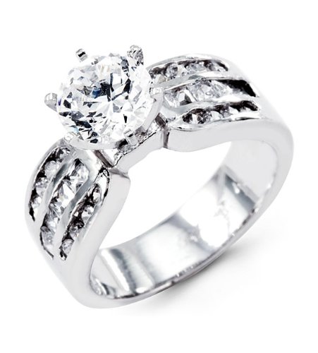 14k White Gold Round Cut CZ Women's New Engagement Ring 14k White Gold Round Cut CZ Women's New Engagement Ring