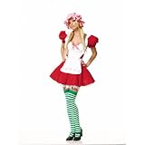 Country Girl Peasant Costume Dress With Hat and Stockings (Women's Adult Large 8 - 10)