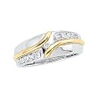 14K Two-Tone Gold Diamond Wedding Band Duo - Gent's Ring - 0.20 Ct.