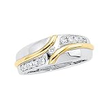 14K Two-Tone Gold Diamond Wedding Band Duo - Gent's Ring - 0.20 Ct.