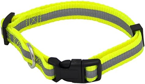 WoofMeow Reflective Neon Color Adjustable Buckle Collar for Dog Large Neon Yellow