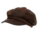 Suede Corduroy Checker Newsboy Cap-Brown