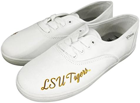 LSU Tigers Splendid White Lace Up Womens Shoe:Ladies 8