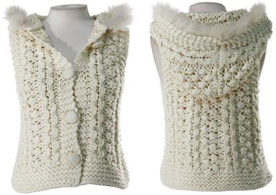 ROMEO & JULIET COUTURE Crochet Hooded Sweater Vest w/ Fur