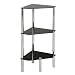 PRIMES Black Glass Chrome and Steel 3 Tier Corner Table Shelf Unit
