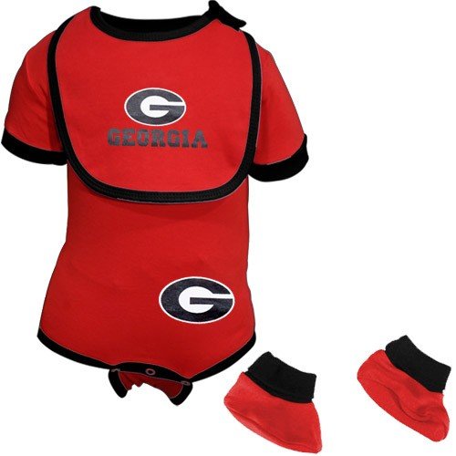 Georgia Bulldogs Red Infant Football Bib & Booties Set