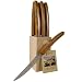 Olive Wood Handles Laguiole Jean Dubost steak knives in wood block set of 6