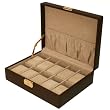 Watch Box Storage Case Leather For 10 Watches With Lined Pocket