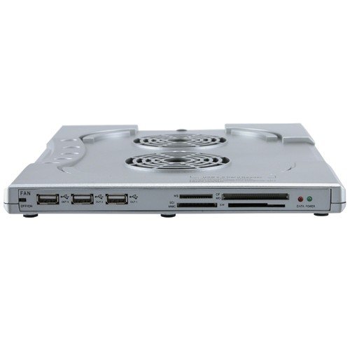 Eforcity Chill Pad Laptop Dual Fan Cooler Notebook Cooling Fan with Bonus built in USB 2.0 hub and Card Reader 3 Features in 1