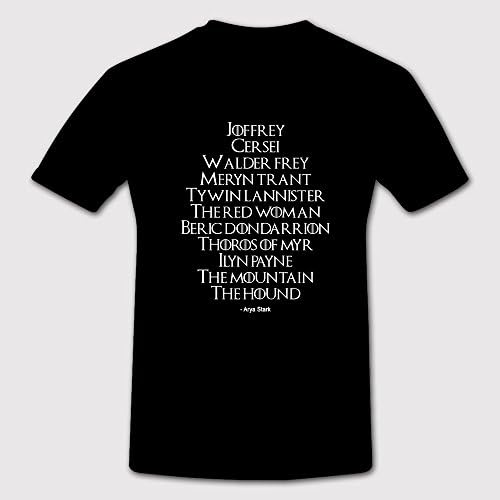 Arya'S Kill List Game Of Throne Tshirt Black X-Large
