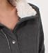 Finesse Fur Lined Collar Shoe String Coat in Charcoal